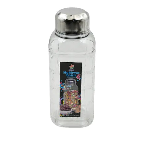 5714 PLASTIC TRANSPARENT MUKHWAS BOTTLE WITH STEEL CAP / MOUTH FRESHENER / DRYFRUITS MULTIPURPOSE AIR TIGHT AND BPA FREE KITCHEN STORAGE BOTTLE (1 PC)
