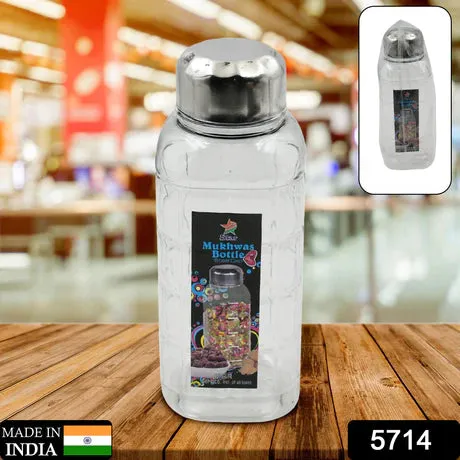5714 PLASTIC TRANSPARENT MUKHWAS BOTTLE WITH STEEL CAP / MOUTH FRESHENER / DRYFRUITS MULTIPURPOSE AIR TIGHT AND BPA FREE KITCHEN STORAGE BOTTLE (1 PC)