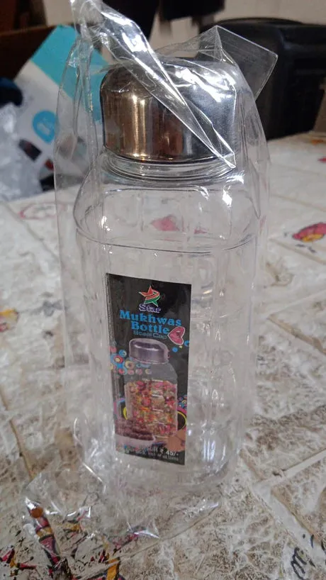 5714 PLASTIC TRANSPARENT MUKHWAS BOTTLE WITH STEEL CAP / MOUTH FRESHENER / DRYFRUITS MULTIPURPOSE AIR TIGHT AND BPA FREE KITCHEN STORAGE BOTTLE (1 PC)