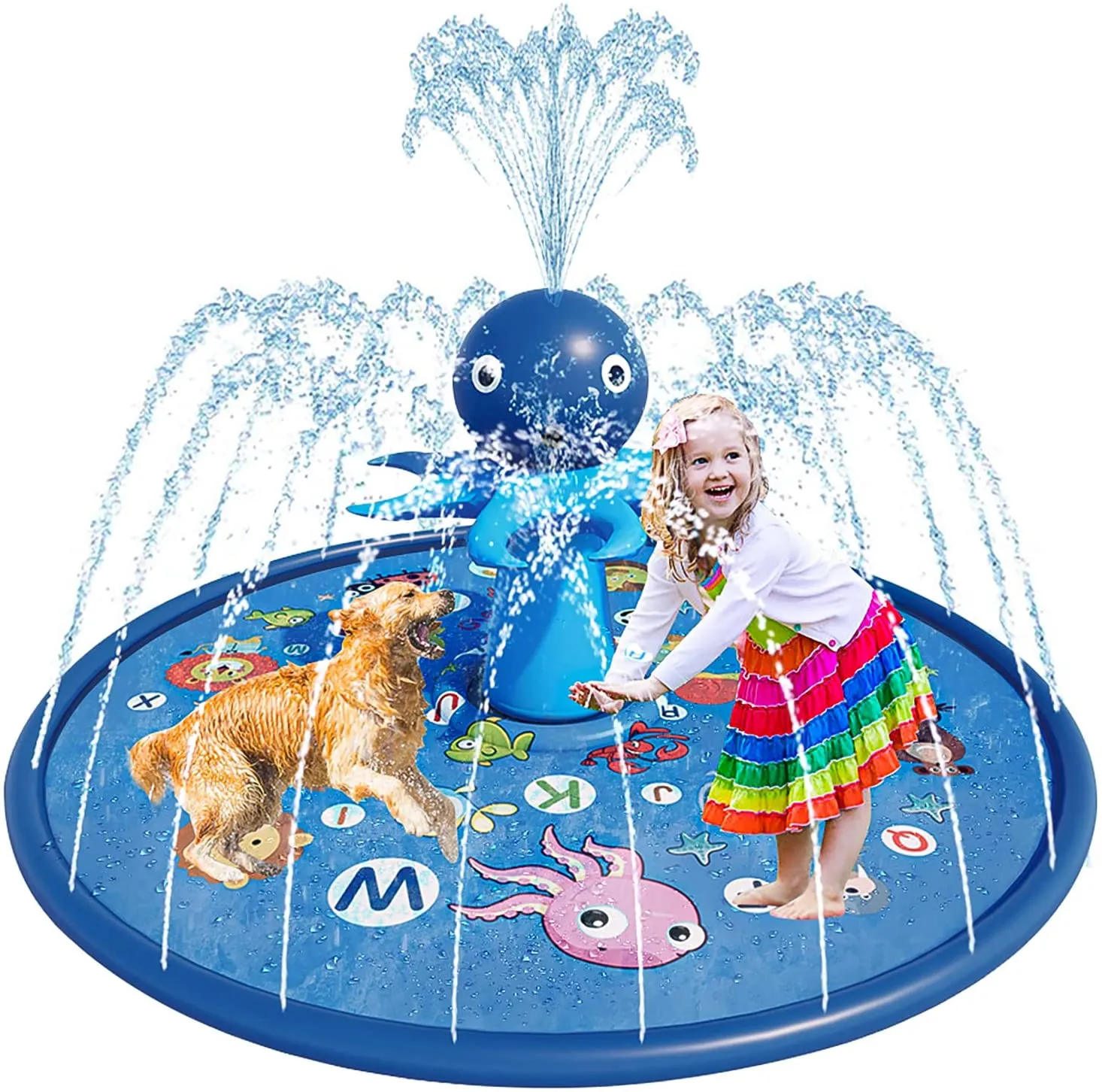 68” Kids Octopus Splash Pad | Mat Sprinkler Sprinkler for Kids