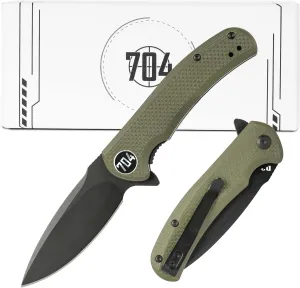 704 Gear Urban Ranger Lite EDC Folding Pocket Knife | Compact 2.91" Blade, D2 Steel, G10 Handle, Reversible Pocket Clip | Olive Drab Green