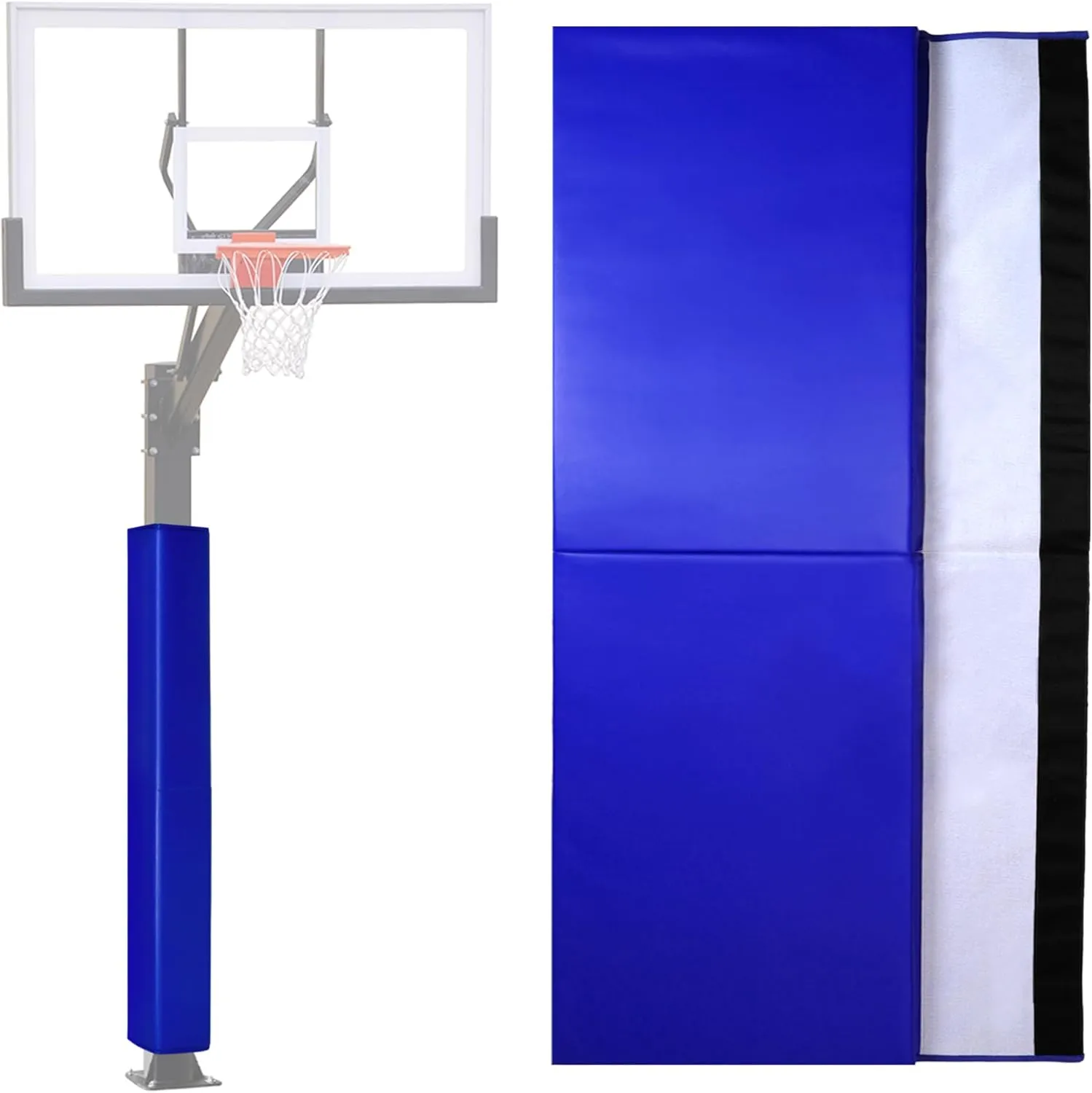 72" Tall Square Basketball Pole Pads - 2" Thick Heavy-Duty All-Weather Pole Padding Outdoor, Weatherproof Basketball Pole Pad for Player Protection, Fits 4", 5" & 6" Basketball Hoop Poles - BLUE