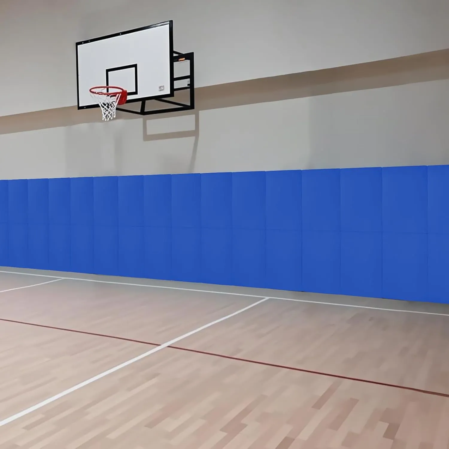 72x24 Inch Premium Gym Wall Padding With 6 Pair Hook&Loop, Heavy Duty High Density Anti-Impact Pad 2" Thick Foam Mats for Safety and Comfort for Athletes (Blue)