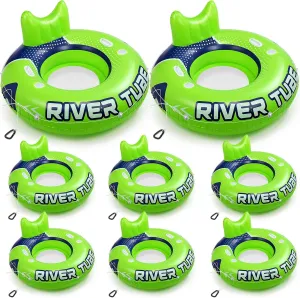 8 Pcs 53'' River Tubes for Floating Heavy Duty Inflatable River Floats for Adults Large Lake Tube Float with 2 Cup Holders & Comfortable Backrest Recreational Pool Water Rafts Holds 300lb