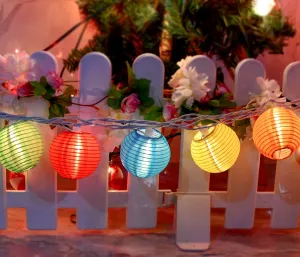8.5Ft Multicolor Lantern String Lights, Colorful Lantern Lights for Bedroom with 10 Nylon Lanterns Decor, inoor String Lights for Camper Awning Rainbow Camping Party Mexican Fiesta