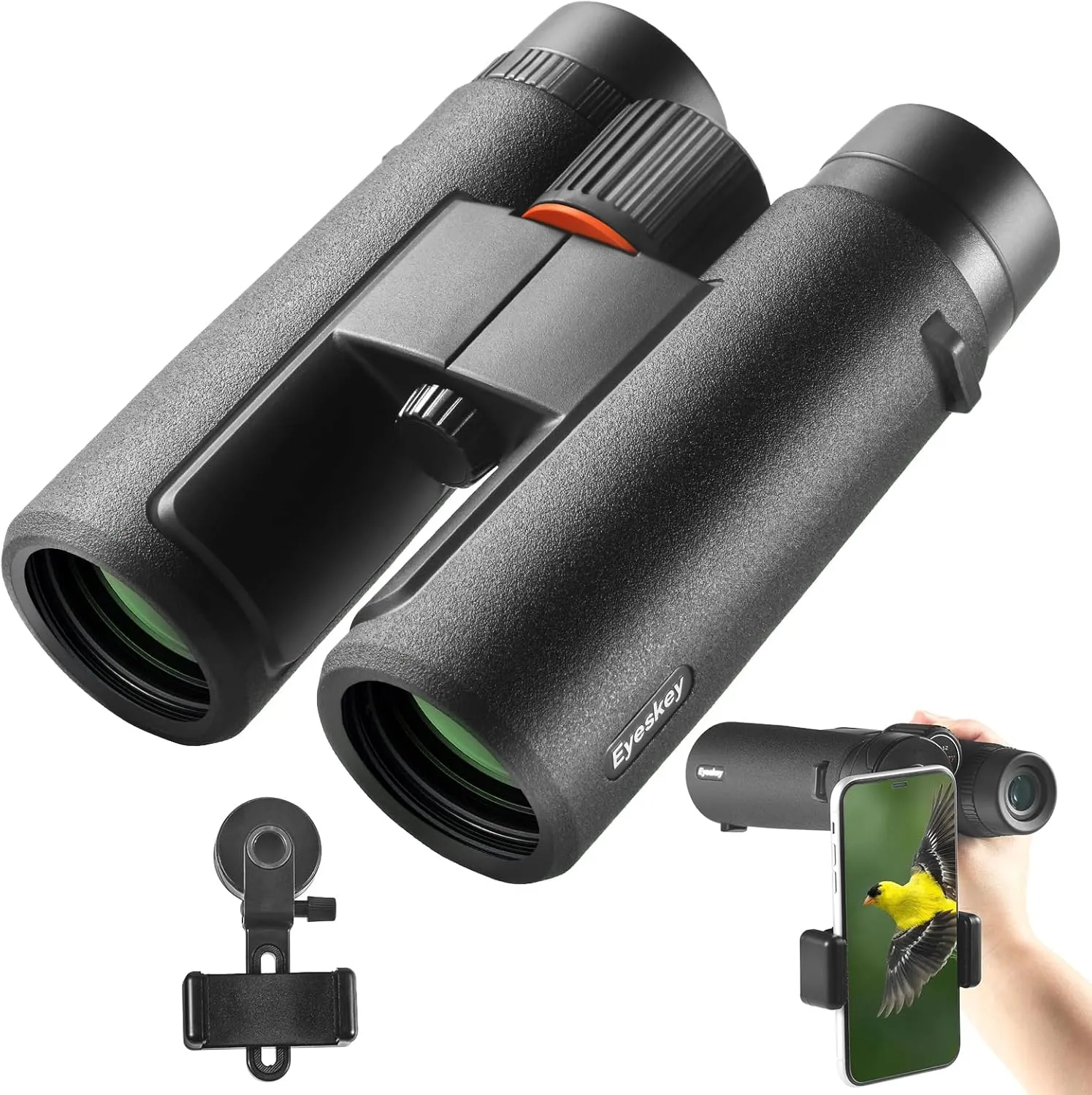 8x42 HD Wide-View Binoculars for Adults with Low Light Night Vision – Ultra-Bright Waterproof Binoculars with Smartphone Adapter for Hunting, Bird Watching, Stargazing & Outdoor Travel