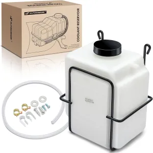 A-Premium Automatic White Universal Coolant Reservoir Bottle Kits Compatible with More Vehicles, W/Mounting Clips, Overflow Tube, Clamps, Cap, Gasket,Screws & More Accessories