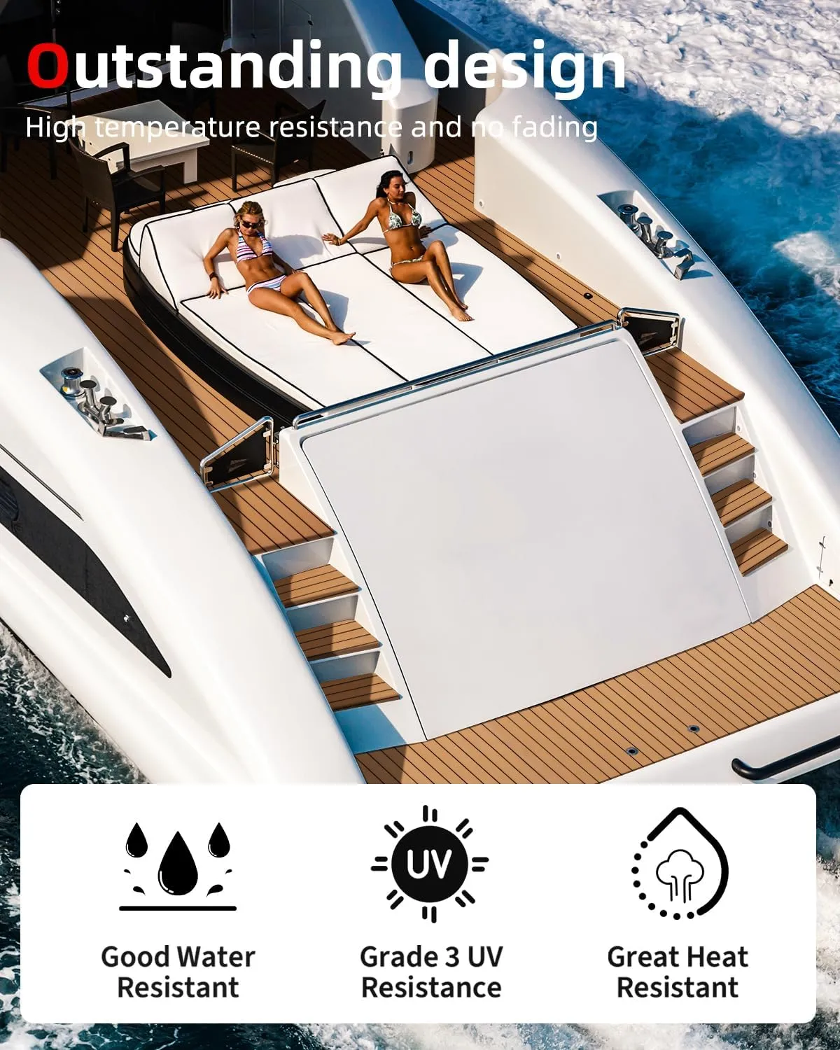 Abahub EVA Foam Boat Decking 96''x45.6''/36''/28.8''/24''/16.8'', 48''x16.8'' Self-Adhesive Faux Teak Marine Flooring Sheet Traction Pad for Boats Surfboard Swim Platform RV Floor