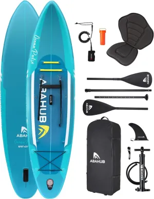 Abahub Inflatable SUP, Wide 10'6" x 31"/34" x 10'6" iSUP, Blue Standup Paddleboard with Adjustable SUP Kayak Paddle, for Yoga, Paddle Board, Kayaking, Surf, Canoe, Fishing