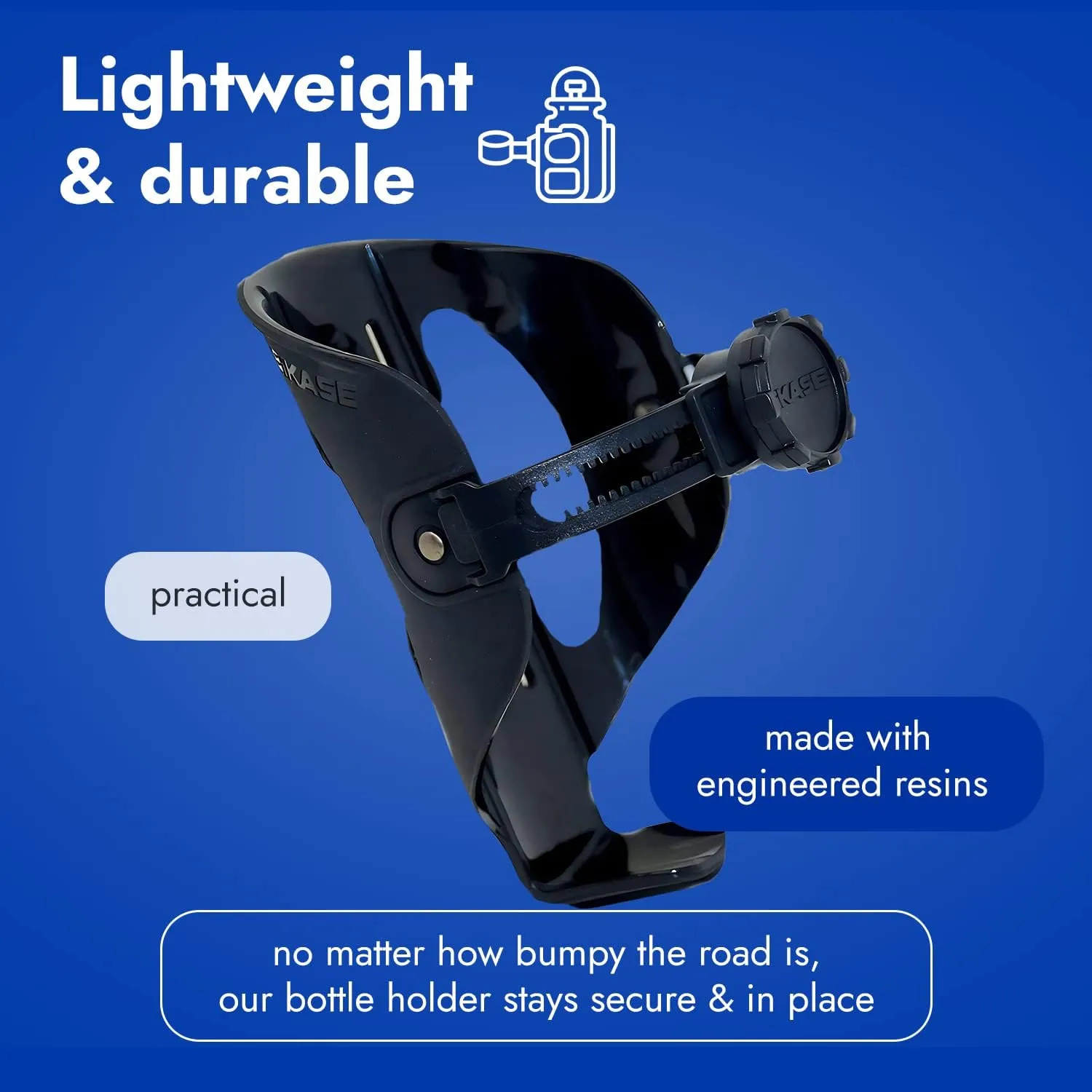ABC by BiKASE - Any Bottle Cage, Bike Water Bottle Holder - Fits Any Bottle, Container, Speaker, Bicycle Bottle Holder for Frame or Handlebar