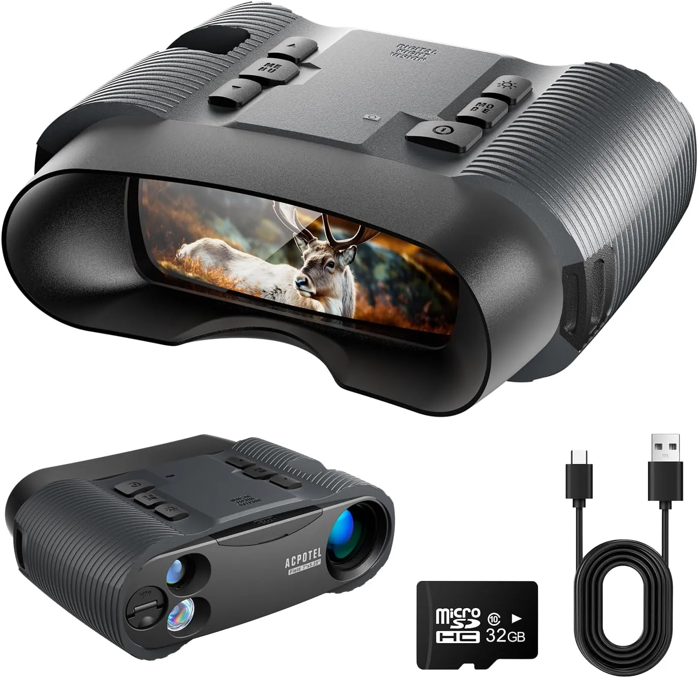 ACPOTEL Night Vision Binoculars - Night Vision Goggles Infrared Goggles for Adult, 3'' Large Screen Infrared Goggles Binoculars with 32GB Memory Card & Rechargeable Lithium Battery
