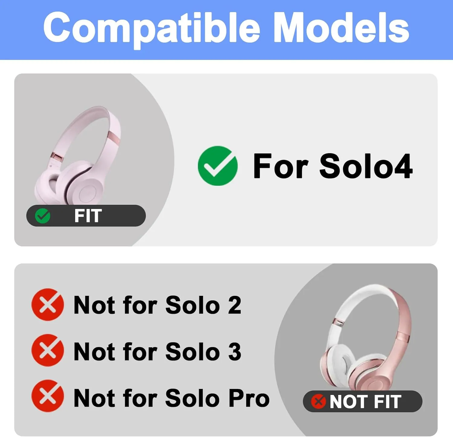 Adhiper Solo4 Replacement Top Headband Foam Cushion Pad Repair Parts for Beats Solo 4 Headphones,Soft and Comfortable Accessories, Rubber Headband Cushion-Slate Blue