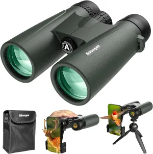 Adorrgon 15x45 HD Binoculars for Adults High Powered with Phone Adapter, Tripod and Tripod Adapter - Large View Binoculars with Clear Low Light Vision for Bird Watching Cruise Travel