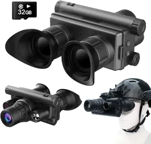 Adults Night Vision Goggles Head Mounted, 4K Digital Infrared Military Tactical Night Binoculars with Night Vision, Include 32G Memory Card