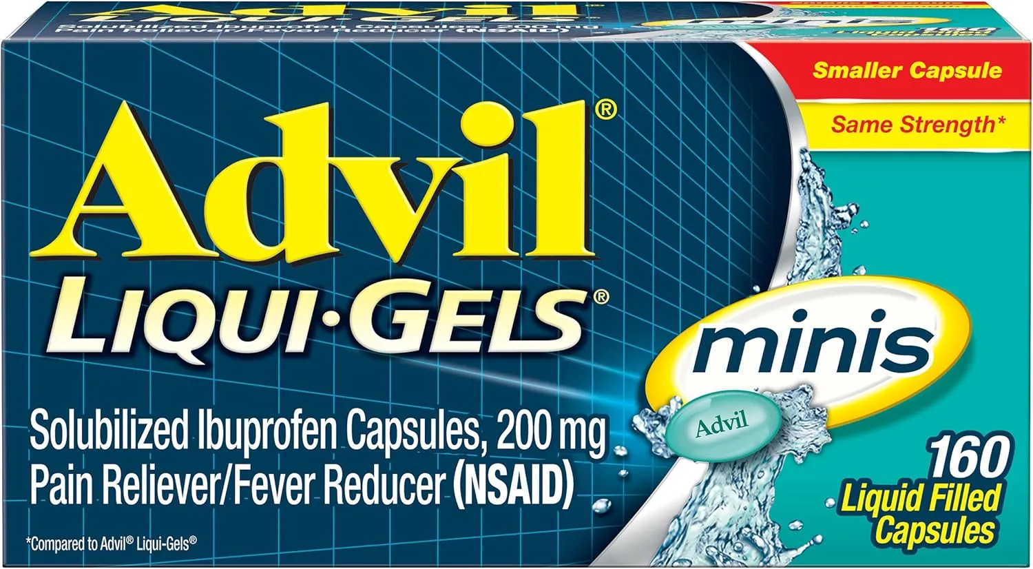 Advil Liqui-Gels Minis Pain Reliever and Fever Reducer, Pain Medicine for Adults & TUMS Chewy Bites Antacid Tablets for Chewable Heartburn Relief and Acid Indigestion Relief