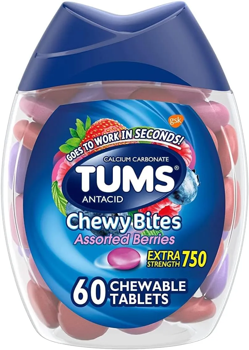 Advil Liqui-Gels Minis Pain Reliever and Fever Reducer, Pain Medicine for Adults & TUMS Chewy Bites Antacid Tablets for Chewable Heartburn Relief and Acid Indigestion Relief