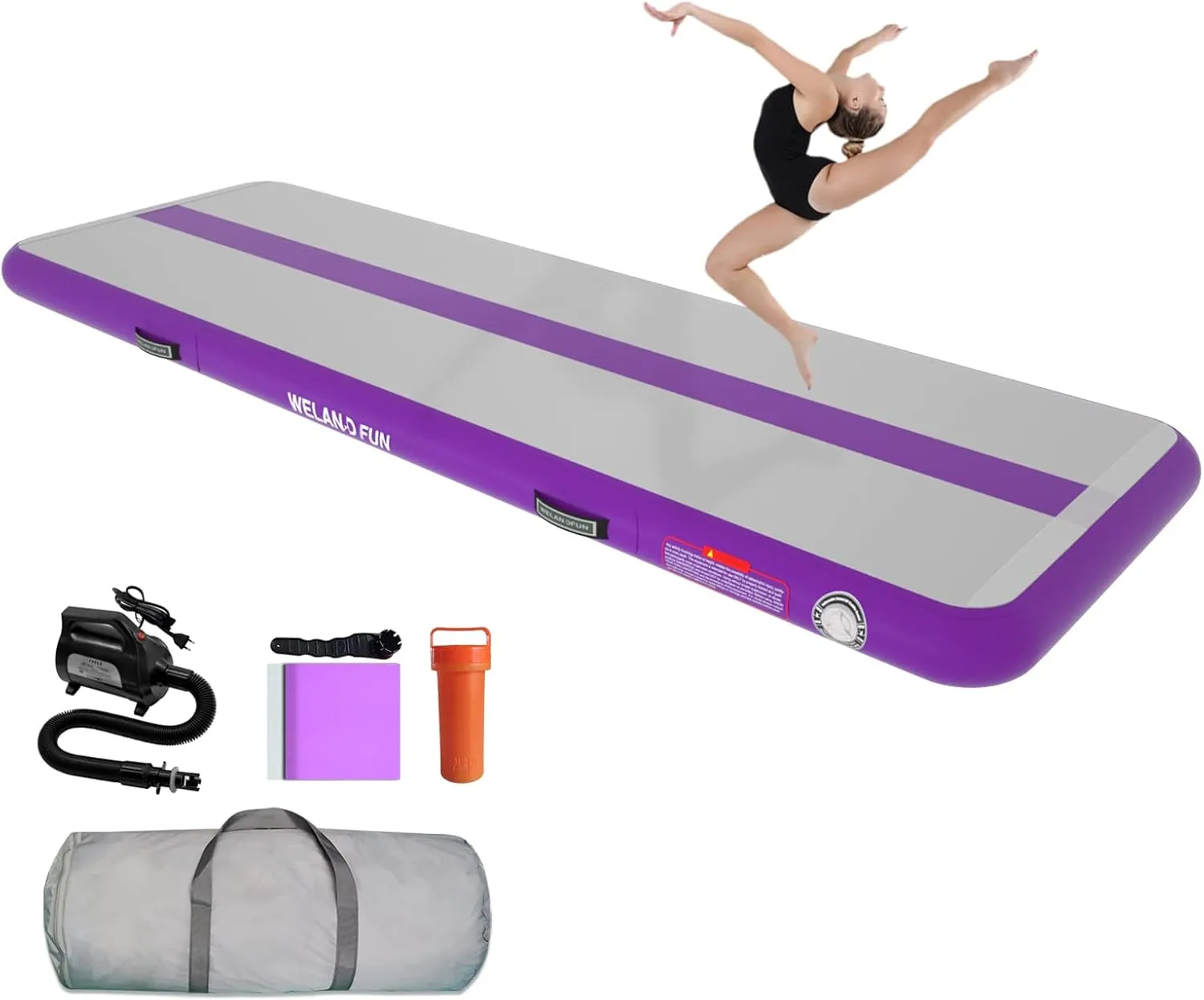 Air Mat Tumble Track 10ft/13ft/16ft/20ft Inflatable Gymnastics Tumbling Mat 4/6/8 inchs Thickness Mats for Home Use/Gym/Yoga/Training/Cheerleading/Outdoor/Beach/Park wih Electric Air Pump
