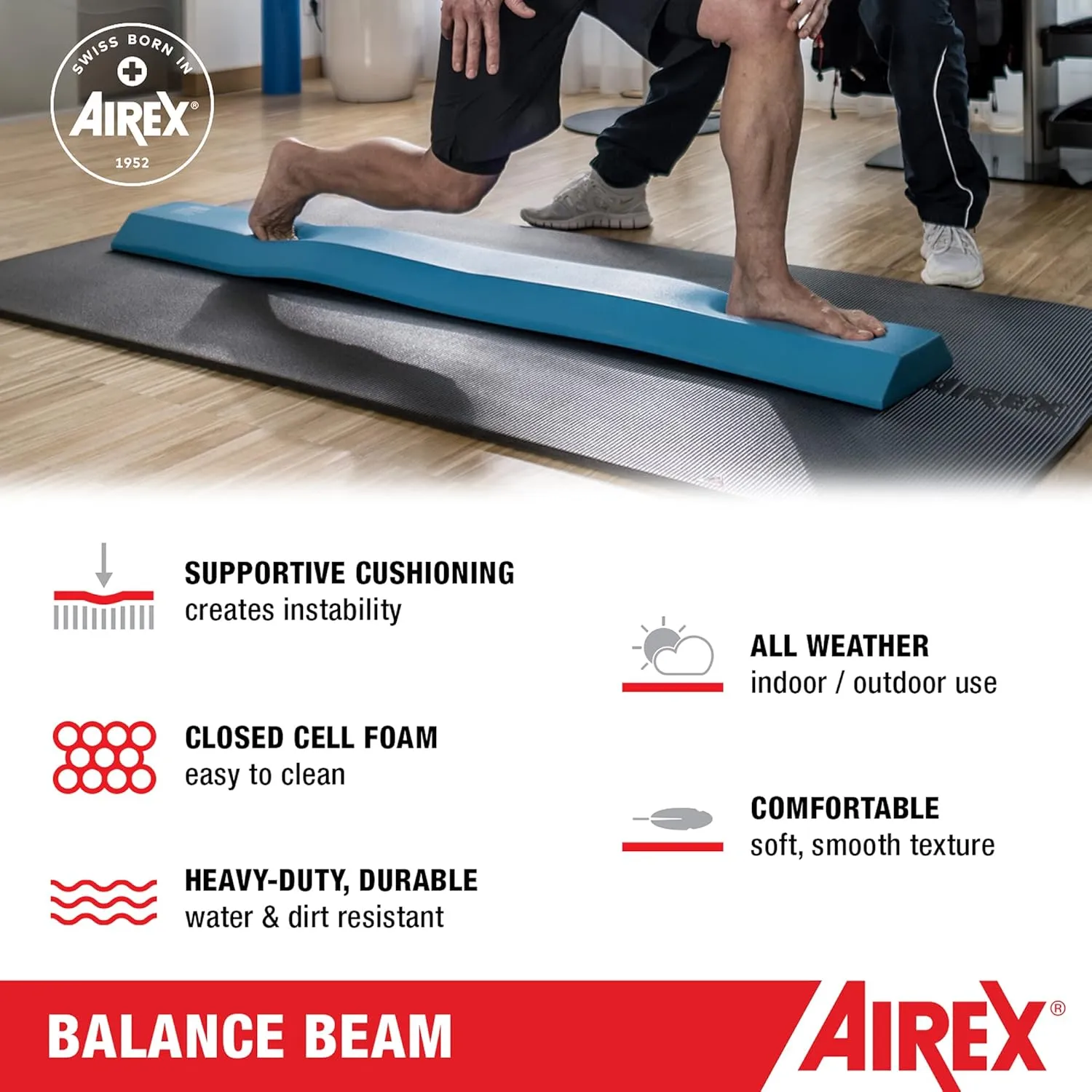AIREX Balance Pad – Stability Trainer for Balance, Stretching, Physical Therapy, Exercise, Mobility, Rehabilitation and Core Training Non-Slip Closed Cell Foam Premium Balance Pad