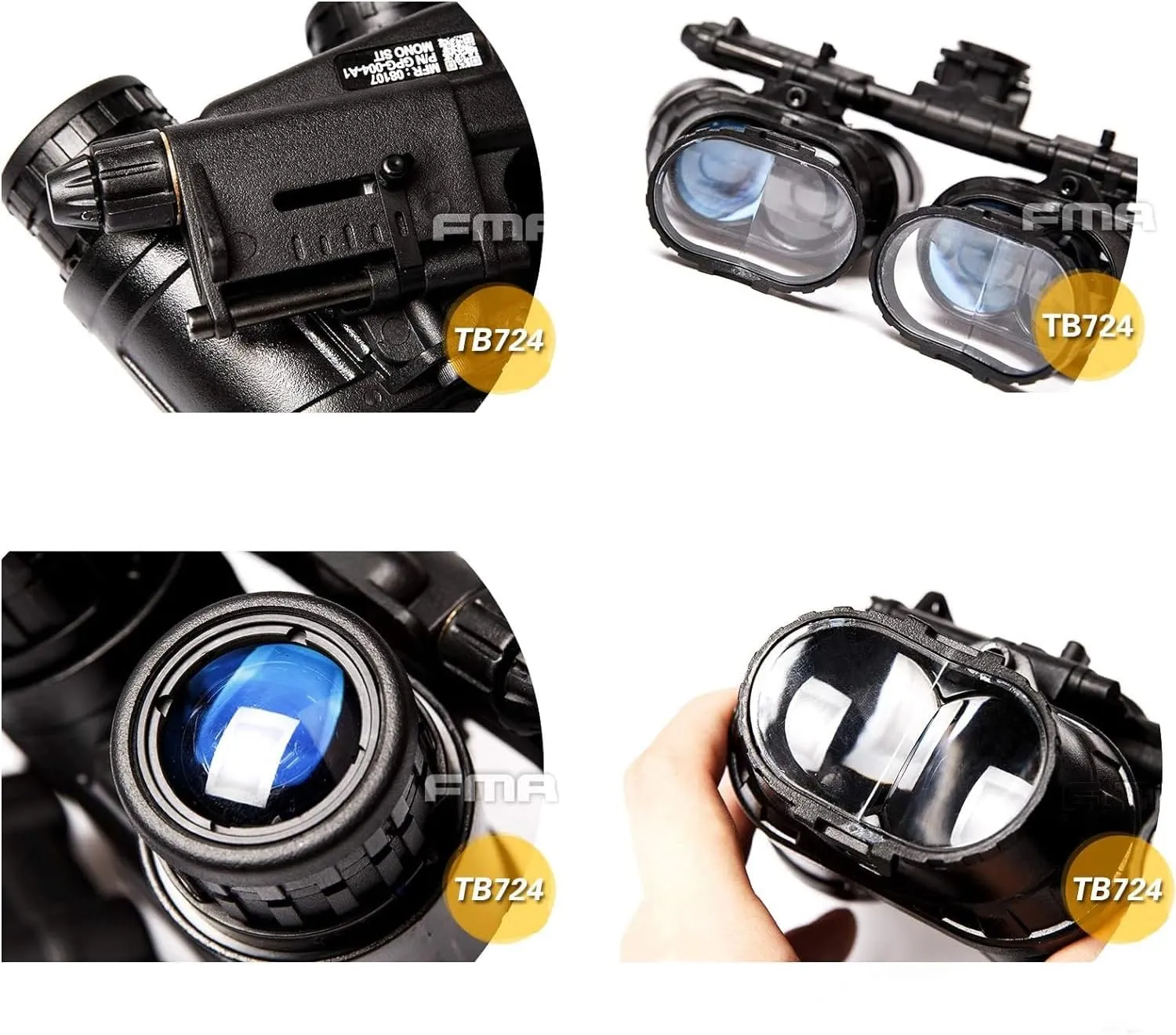 Airsoft Hunting Tactical GPNVG18 Dummy Model Night Vision Goggles No Function Four-Tube Binoculars & L4G19 NVG Helmet Mount Plastic Bracket Helmet Accessories for Tactical Hunting Cosplay