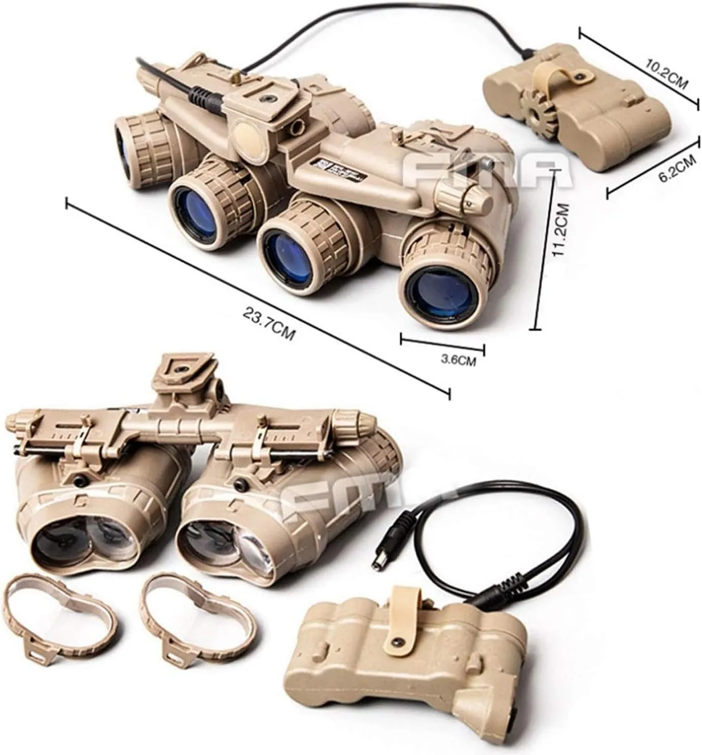 Airsoft Hunting Tactical GPNVG18 Dummy Model Night Vision Goggles No Function Four-Tube Binoculars & L4G19 NVG Helmet Mount Plastic Bracket Helmet Accessories for Tactical Hunting Cosplay