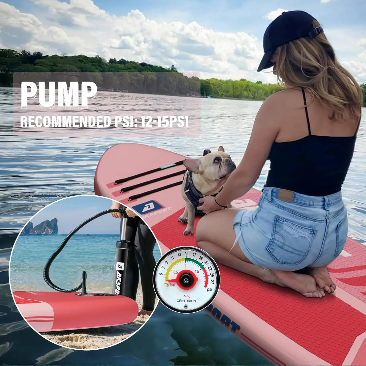 AKSPORT Inflatable Stand Up Paddle Board, SUP Board with All Accessories, Wide Stable Design, Non-Slip Deck, Inflatable Paddle Boards for Youth & Adult
