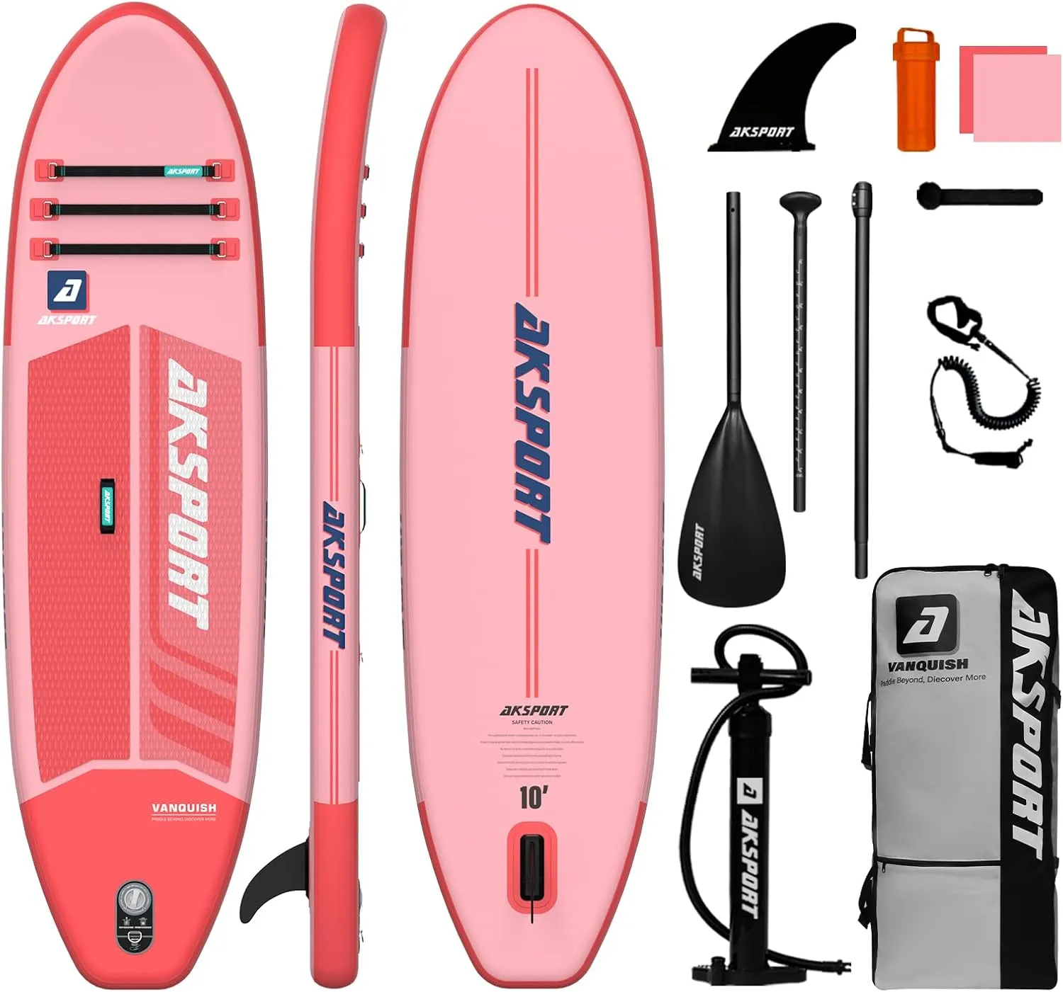 AKSPORT Inflatable Stand Up Paddle Board, SUP Board with All Accessories, Wide Stable Design, Non-Slip Deck, Inflatable Paddle Boards for Youth & Adult
