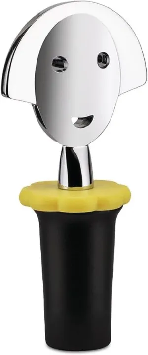 Alessi Bottle Stopper, Black, Plastic, Cylindrical, Wine-Bottle-Stoppers