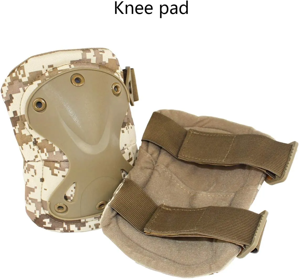 AOUTACC Tactical Combat Knee & Elbow Protective Pads Set for Outdoor CS Paintball Game Cycling Safety Skateboarding Gear Skates Knee Protection Guard Pads