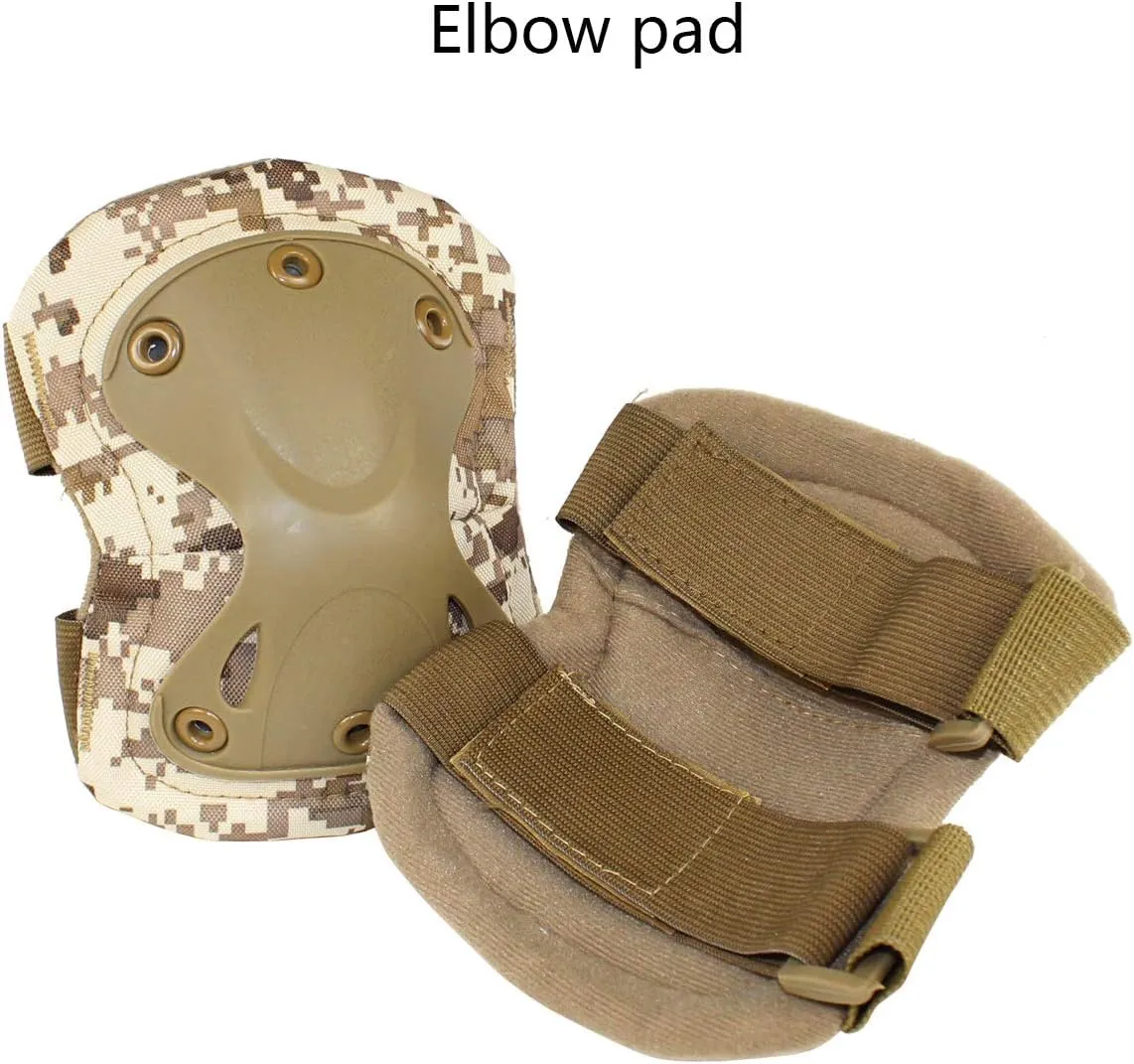 AOUTACC Tactical Combat Knee & Elbow Protective Pads Set for Outdoor CS Paintball Game Cycling Safety Skateboarding Gear Skates Knee Protection Guard Pads