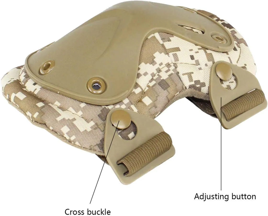 AOUTACC Tactical Combat Knee & Elbow Protective Pads Set for Outdoor CS Paintball Game Cycling Safety Skateboarding Gear Skates Knee Protection Guard Pads