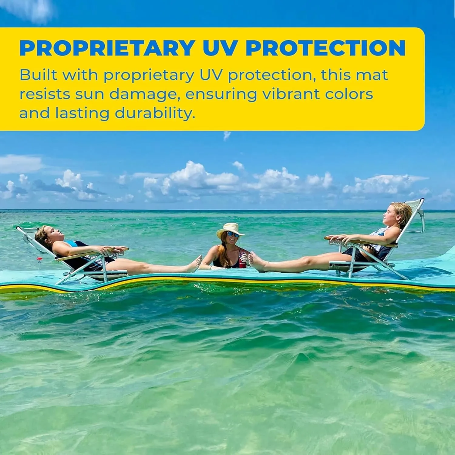 Aqua Lily Pad Original Floating Water Mat Island Float Layer FlexCore Green/Yellow Foam Raft, Made in The USA