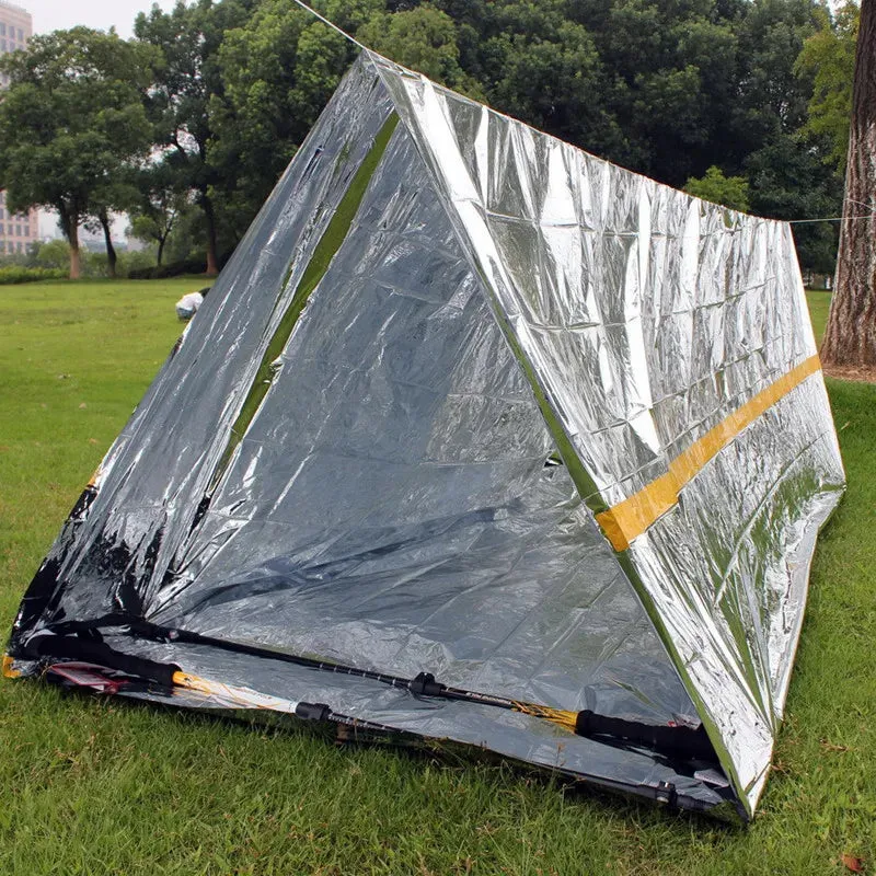 Argent Emergency Shelter Tent Outdoor Ultralight Portable Camping SOS Shelter Mylar Emergency Tube Tent First Aid Gear