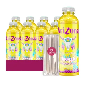 AriZona - Unique Outlet Bundle: 9-Pack of Pineapple All Natural Fruit Juice Cocktail 20 fl oz Plastic Bottle   1 Utility Prop