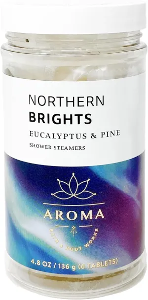 Aroma Collection by Bath BOD Works, Northern Brights: Eucalyptus & Pine Shower Steamers, 1 Jar, 4.8 oz/136 g, 6 Tablets