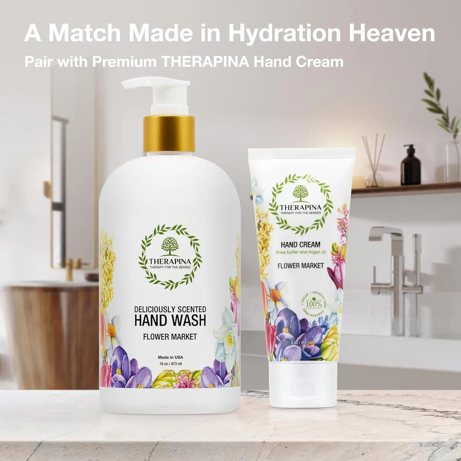Aromatherapy Luxury Liquid Hand Soap – Vegan, Moisturizing Hand Wash with Aloe Vera, Botanical Oils, Flower Market Scent – Fancy Liquid Hand Soap for Bathrooms, Kitchen, More, 16 Oz.