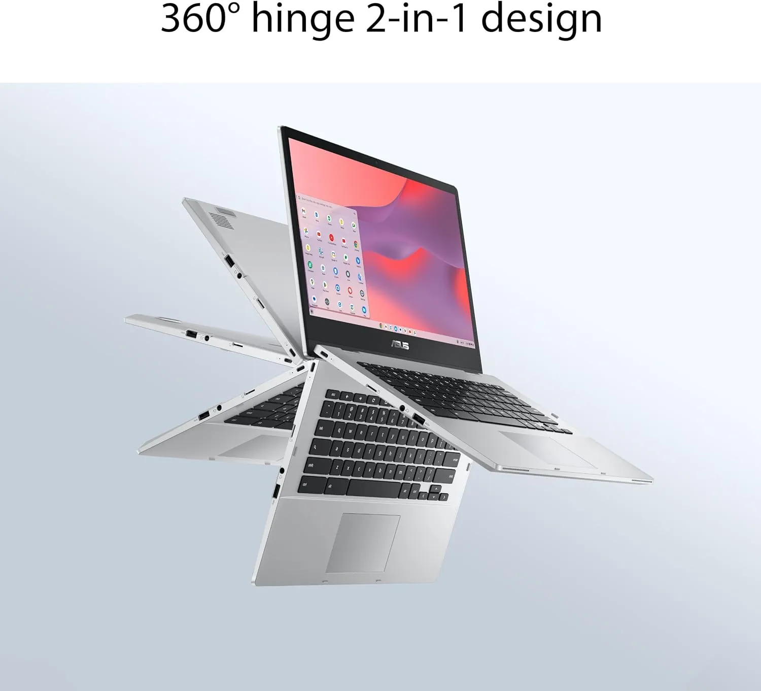 ASUS Chromebook Flip CX1 Convertible Laptop, 14" FHD NanoEdge 360-degree Touchscreen, Intel Celeron N4500 Processor, 128GB eMMC Storage, 8GB RAM, ChromeOS, Transparent Silver, CX1400FKA-AS88FT