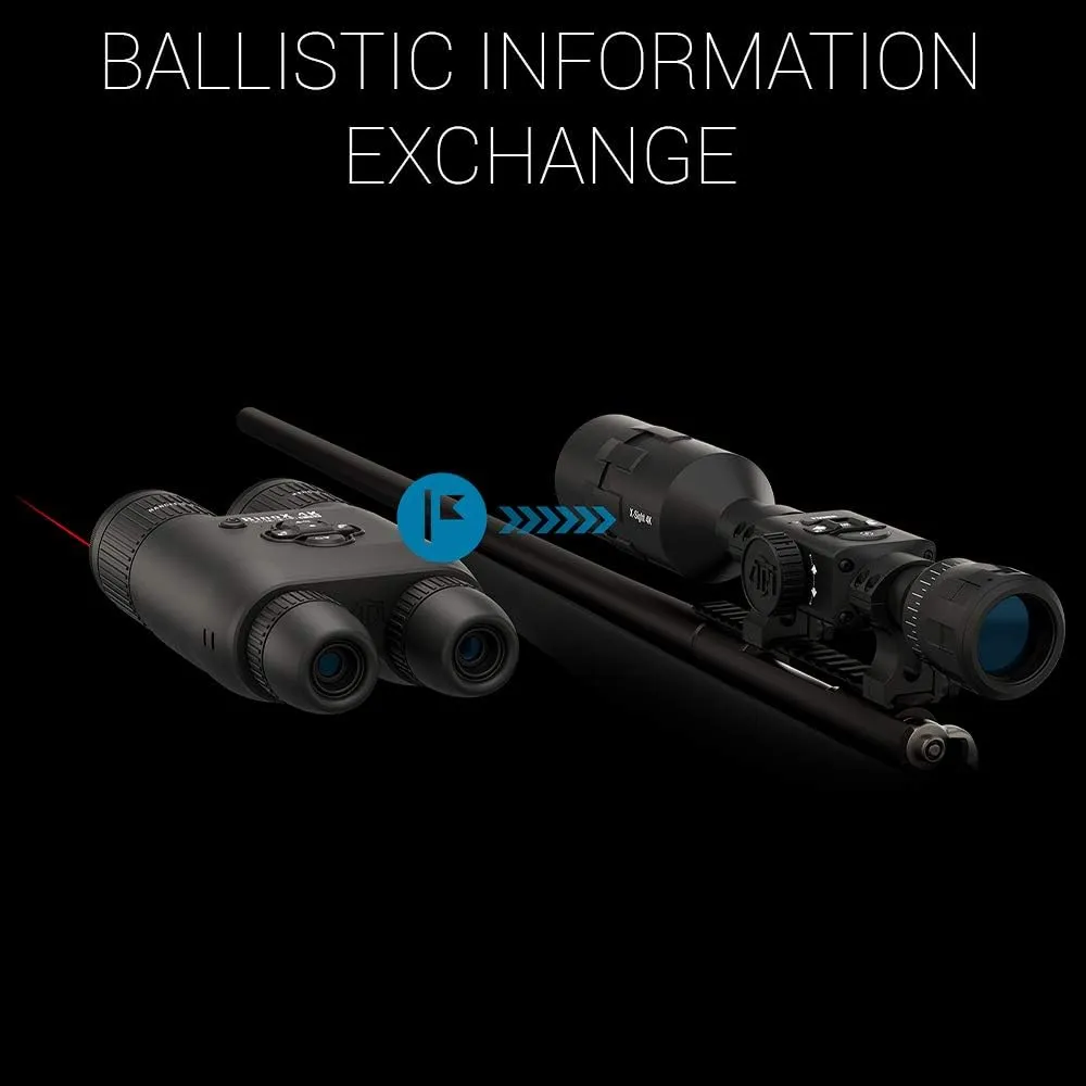 ATN Binox 4K 4-16X Smart Ultra HD Day/Night Hunting Binoculars w/Built-in Laser Rangefinder, Video Record, Wi-Fi, E-Compass, 16hrs  Battery Power