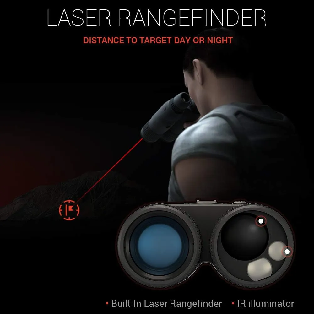 ATN Binox 4K 4-16X Smart Ultra HD Day/Night Hunting Binoculars w/Built-in Laser Rangefinder, Video Record, Wi-Fi, E-Compass, 16hrs  Battery Power