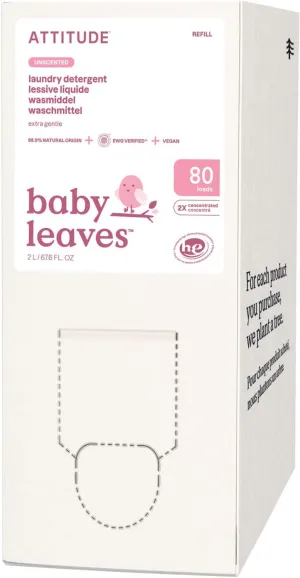 ATTITUDE Baby Laundry Detergent, EWG Verified, Plant and Mineral-Based Formula, HE Compatible, Vegan Household Products, Unscented, 80 Loads, 67.6 Fl Oz (Package may vary)