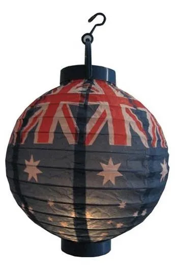 Australian Flag Paper Lantern with Battery Operated Light