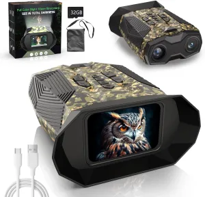 Autofocus Night Vision Goggles - 4k Night Vision Binoculars for Adults,1968ft Viewing Range,20X Zoom for Hunting & Security,3'' Screen Rechargeable Infrared Binoculars