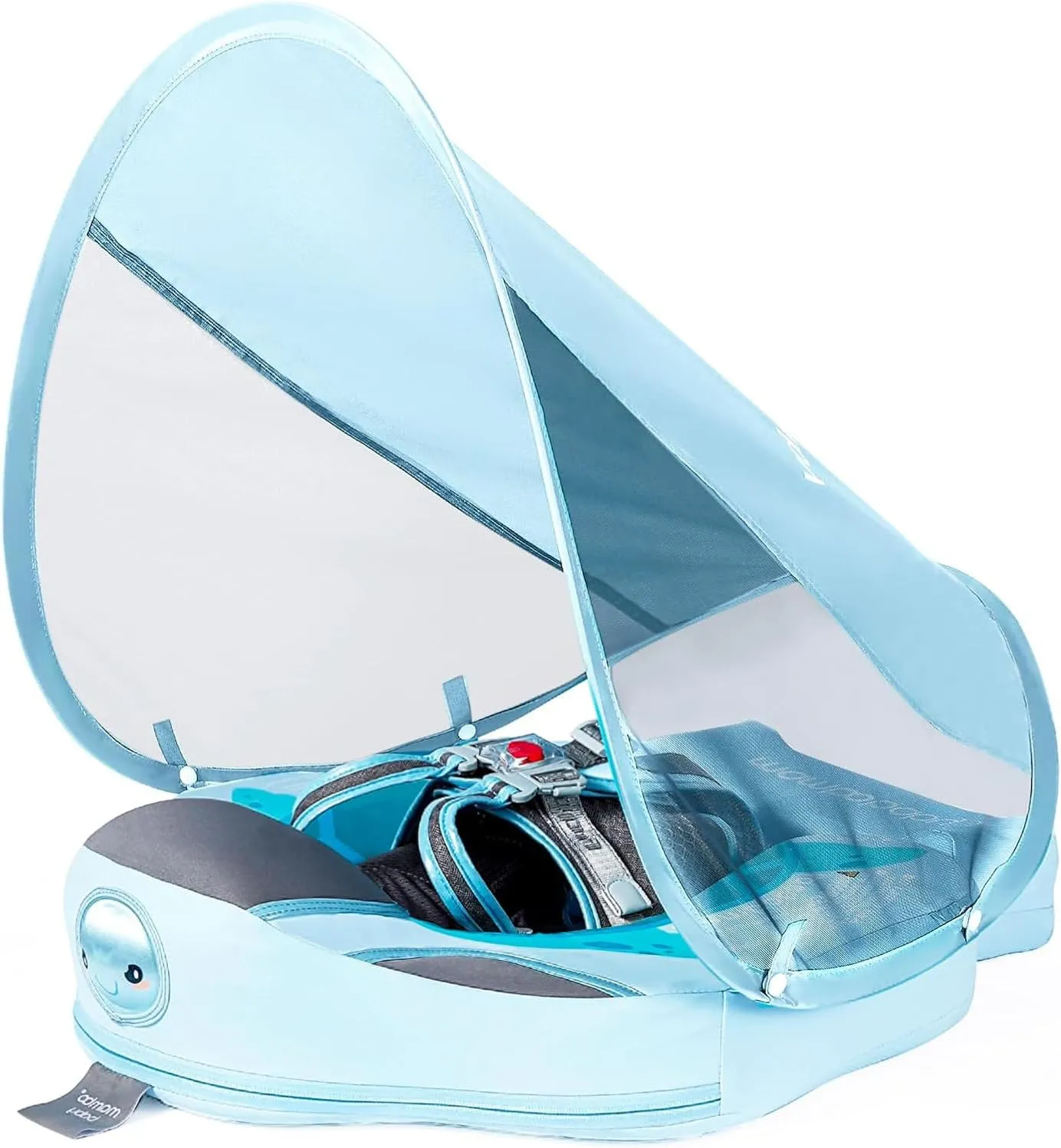 Baby Floats for Pool with Canopy Removable UPF 50  UV Sun Protection Canopy，Mambobaby Infant Pool Float Non Inflatable Soft Skin-Friendly Leather Material Infant Swim Float 3-24 Months