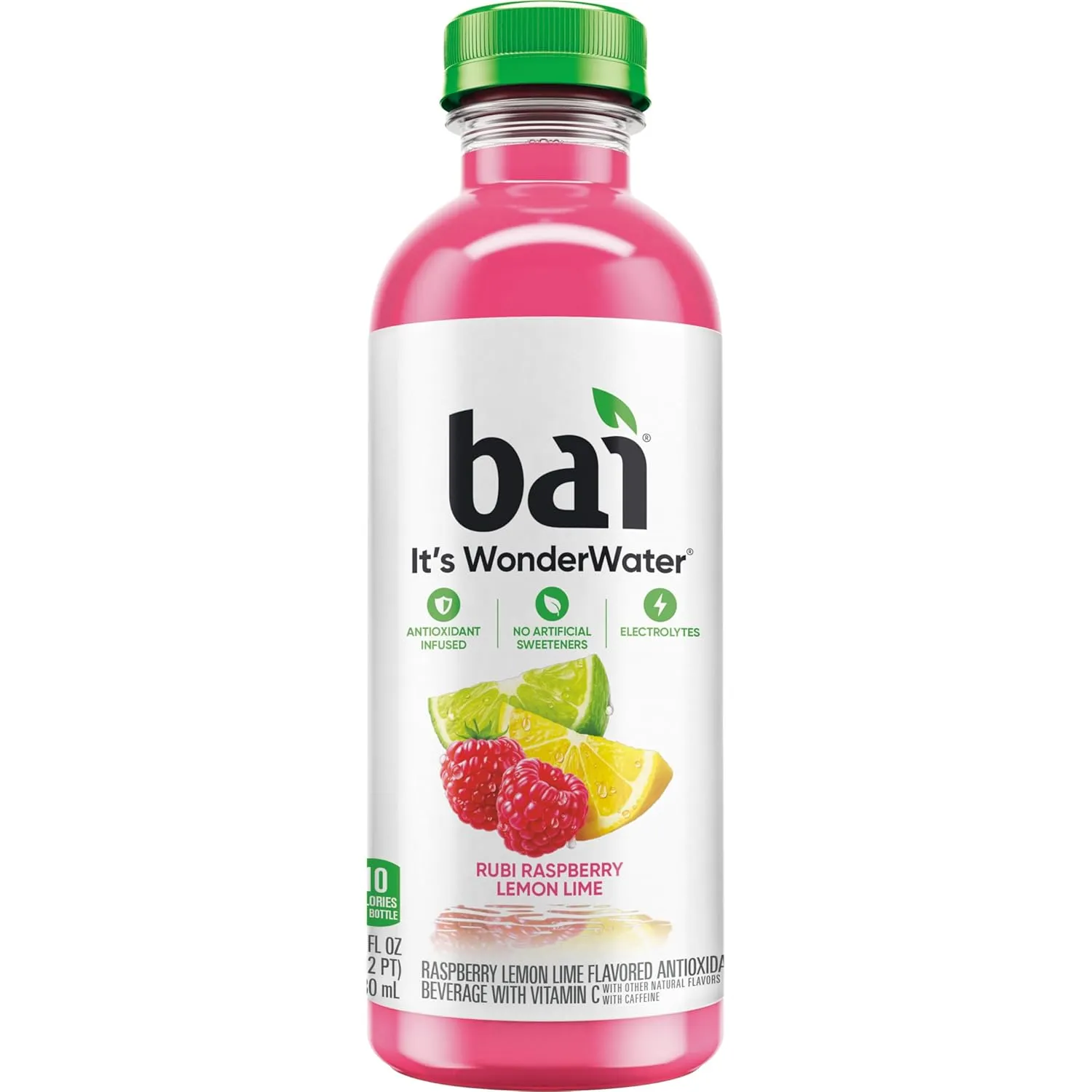 Bai Antioxidant Infused Water Beverage, Raspberry Lemon Lime, with Vitamin C and No Artificial Sweeteners, 18 Fluid Ounce Bottle, 12 Pack