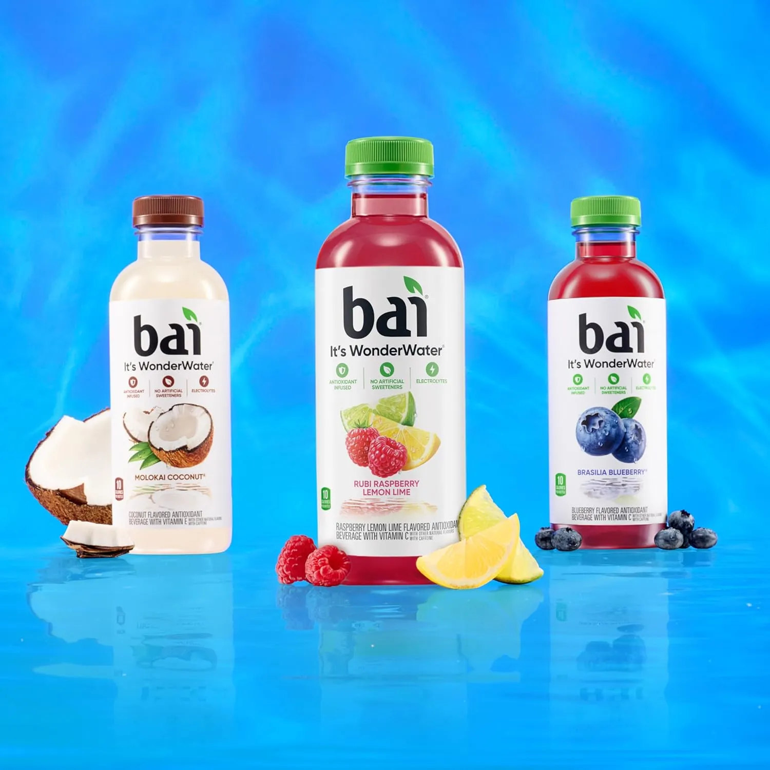 Bai Antioxidant Infused Water Beverage, Raspberry Lemon Lime, with Vitamin C and No Artificial Sweeteners, 18 Fluid Ounce Bottle, 12 Pack