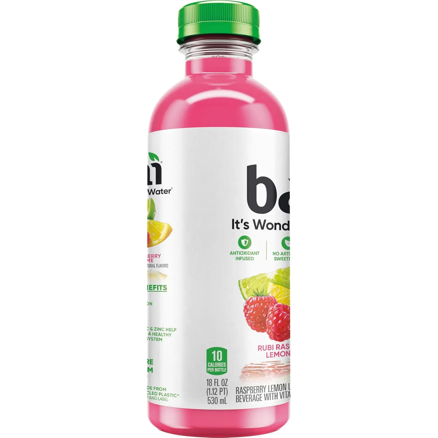 Bai Antioxidant Infused Water Beverage, Raspberry Lemon Lime, with Vitamin C and No Artificial Sweeteners, 18 Fluid Ounce Bottle, 12 Pack
