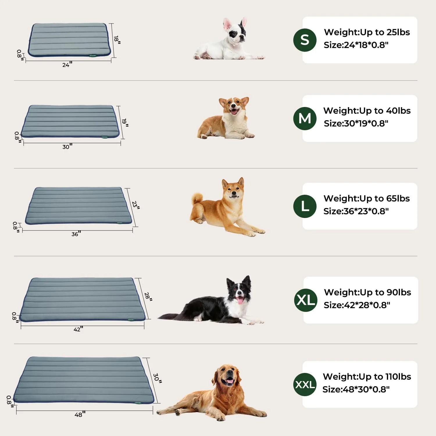 BALANCE Dog Crate Pad, Dog Foam Crate Mat Kennel Pad, Washable Water-Resistant Pet Bed Flat Dogs Cage Mat for Medium Dogs