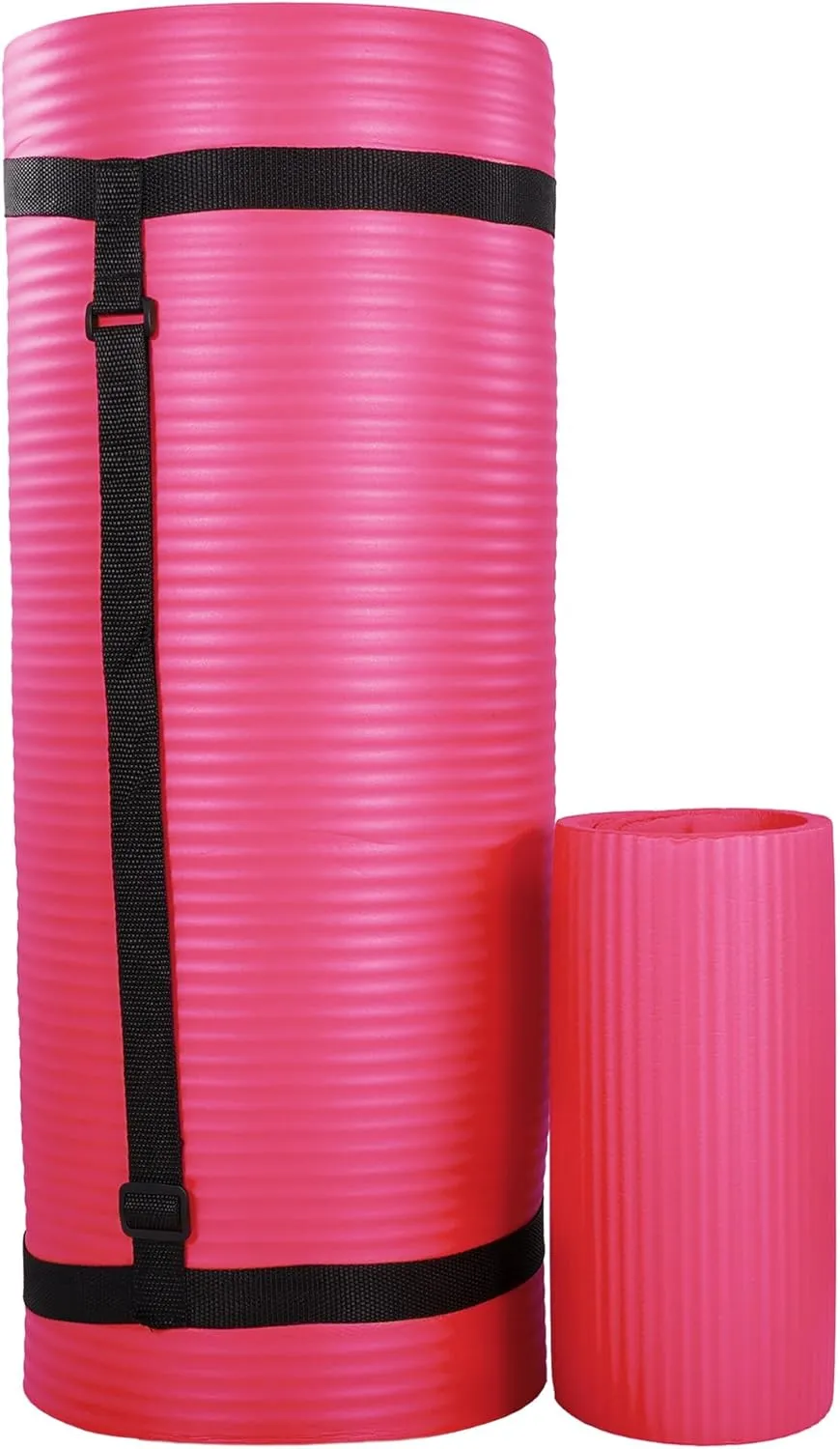 BalanceFrom Exercise Yoga Mat for Home Workout, 1” Thick, Optional Blocks & Knee Pad