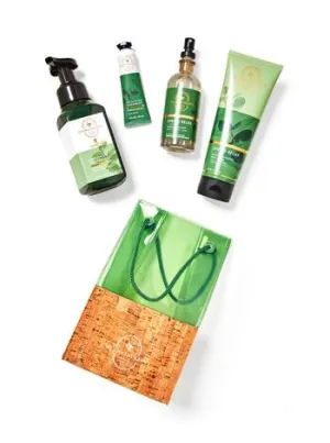Bath & Body Aromatherapy Bundle Eucalyptus Spearmint Gift Set Bag~~Full SIze Body Lotion, Foaming Hand Soap, Essential Oil Mist, 1 oz hand cream & a free 1 oz hand gel (Scent varies), Green