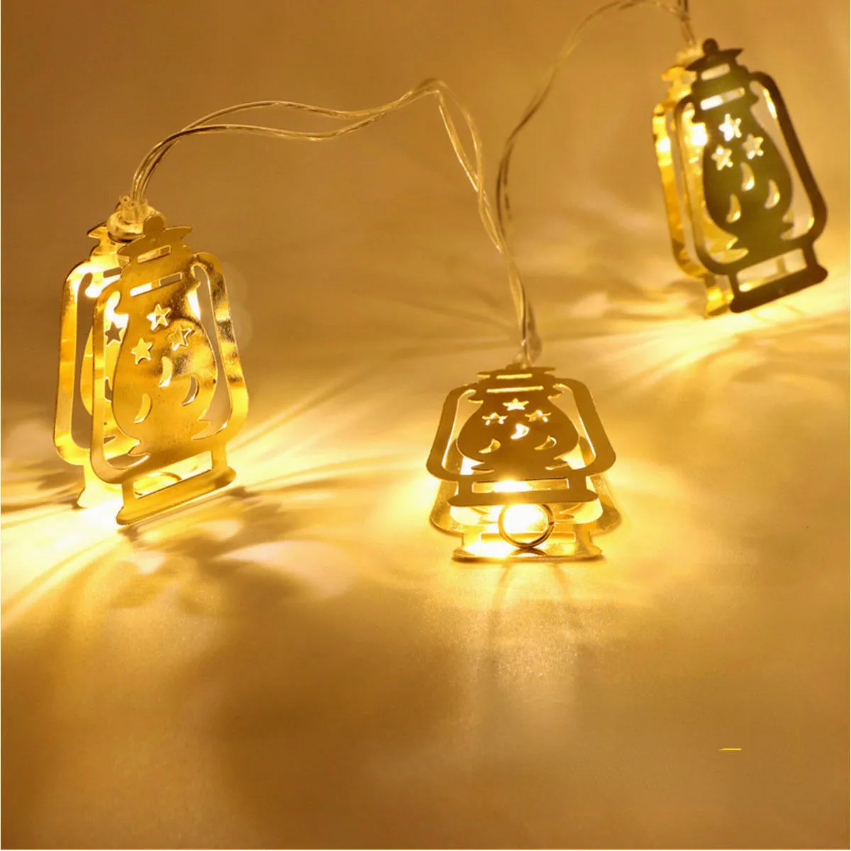 Battery Operated Golden Fanoos Lantern 10 LED String Fairy Holiday Light for Party Home Decoration