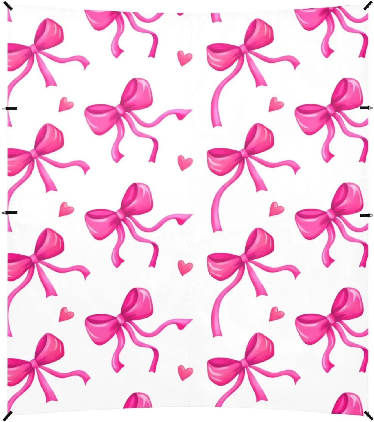 Beach Canopy with Windproof Ropes & Sandbags, Easy Setup Beach Shade Canopy for Camping, Trips, Fishing, Backyard Fun or Picnics, (Pink Bows with Flowing Ribbons)